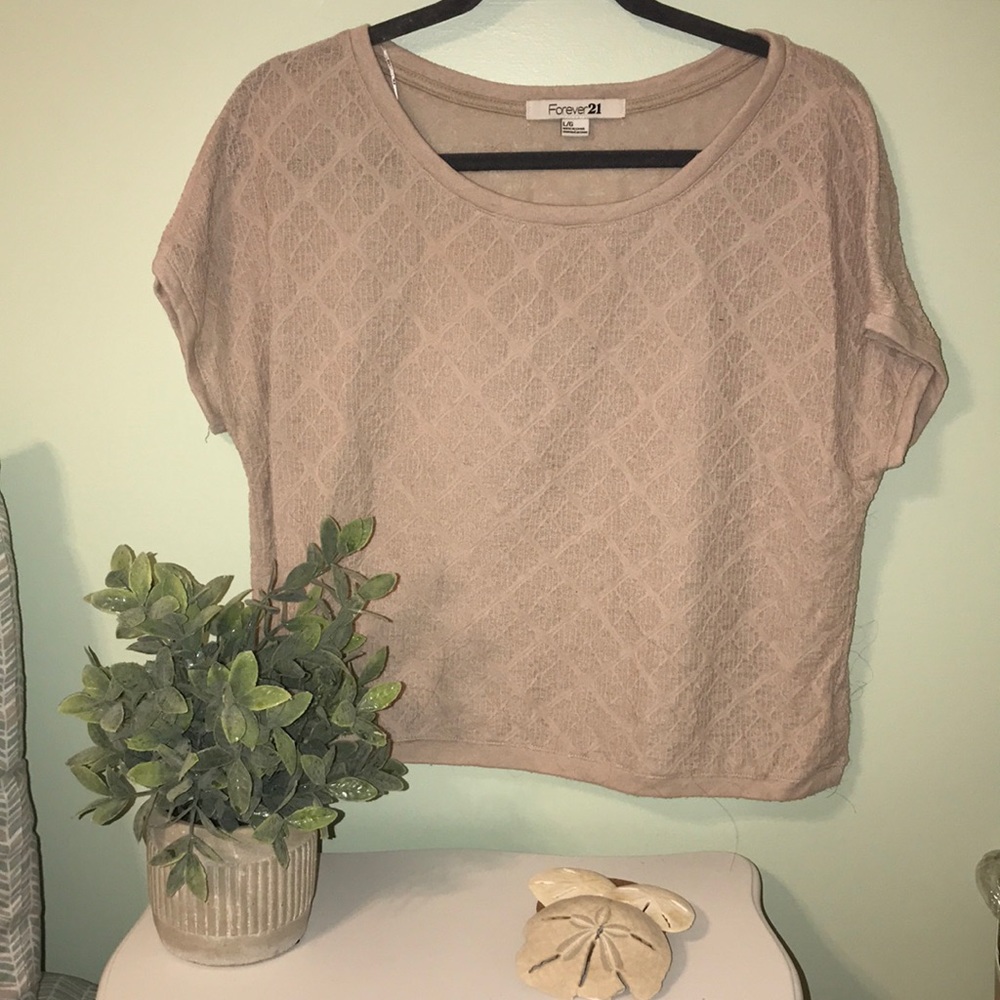 Nude lace boxy top